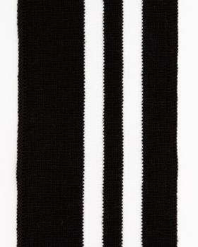 White double stripe cuff fabric 80 cm / 6 cm Black - Tissushop