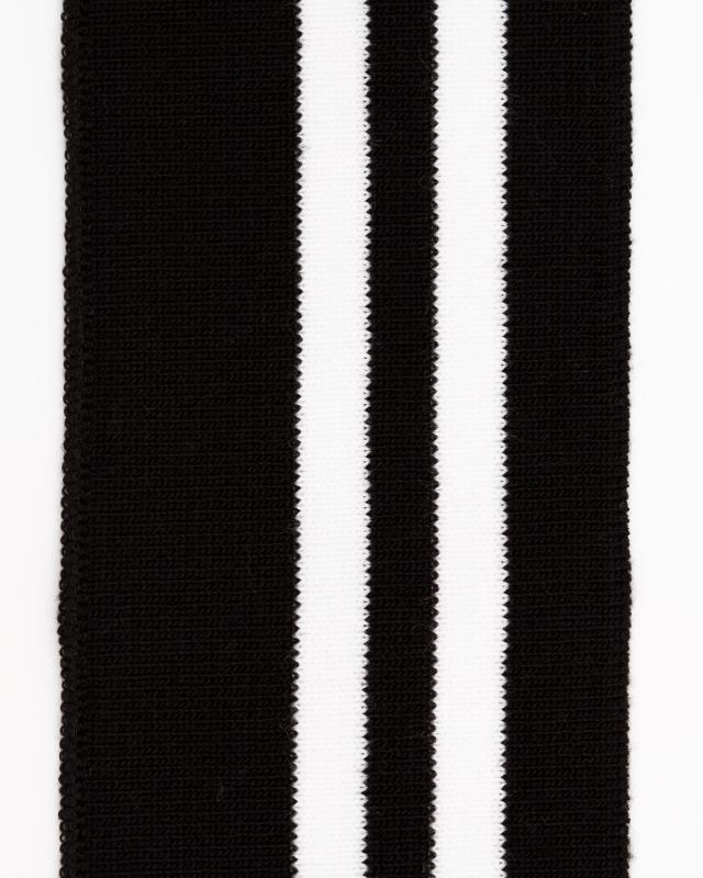 White double stripe cuff fabric 80 cm / 6 cm Black - Tissushop