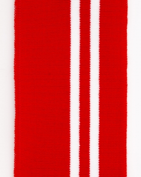 Bord côte double rayure blanche 80 cm / 6 cm Rouge - Tissushop