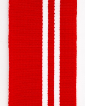 White double stripe cuff fabric 80 cm / 6 cm Red - Tissushop