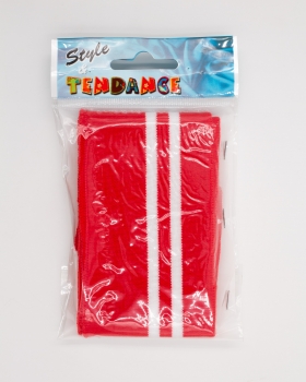 White double stripe cuff fabric 80 cm / 6 cm Red - Tissushop