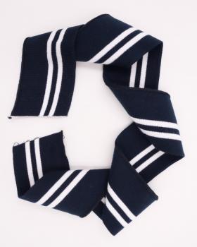 White double stripe cuff fabric 80 cm / 6 cm Navy Blue - Tissushop