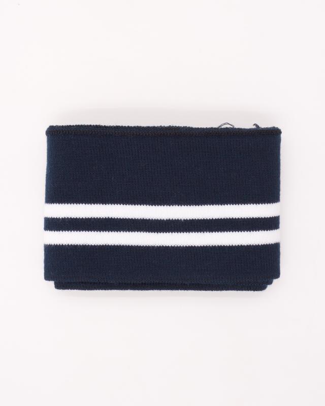 White double stripe cuff fabric 80 cm / 6 cm Navy Blue - Tissushop