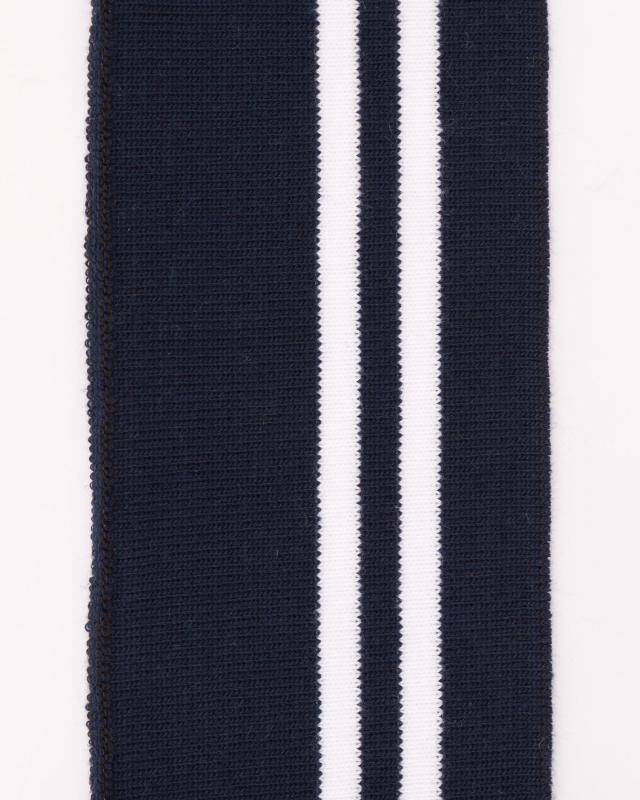 White double stripe cuff fabric 80 cm / 6 cm Navy Blue - Tissushop