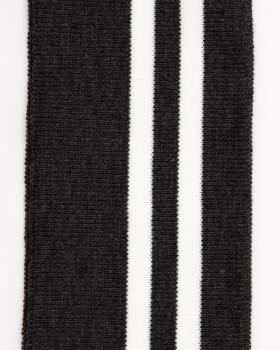 White double stripe cuff fabric 80 cm / 6 cm Dark Grey - Tissushop