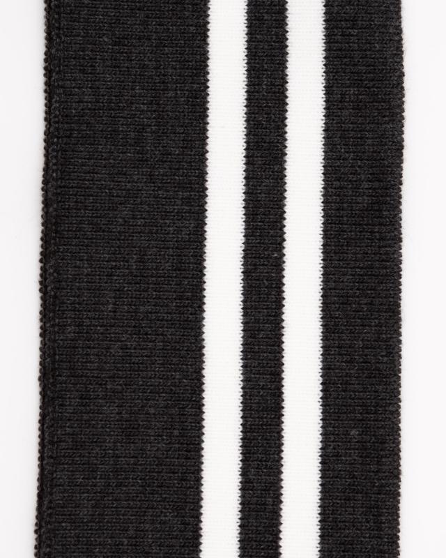 White double stripe cuff fabric 80 cm / 6 cm Dark Grey - Tissushop