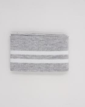 White double stripe cuff fabric 80 cm / 6 cm Light Grey - Tissushop