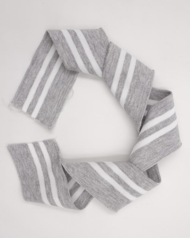 White double stripe cuff fabric 80 cm / 6 cm Light Grey - Tissushop