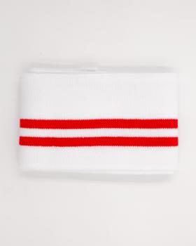 Red double stripe cuff fabric 80 cm / 6 cm White - Tissushop