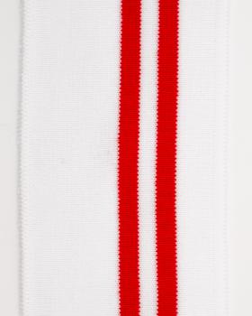 Red double stripe cuff fabric 80 cm / 6 cm White - Tissushop