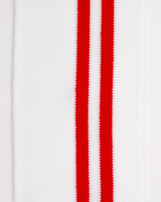 Bord côte double rayure rouge 80 cm / 6 cm Blanc - Tissushop