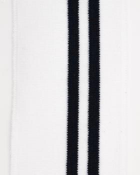 Navy blue double stripe cuff fabric 80 cm / 6 cm White - Tissushop