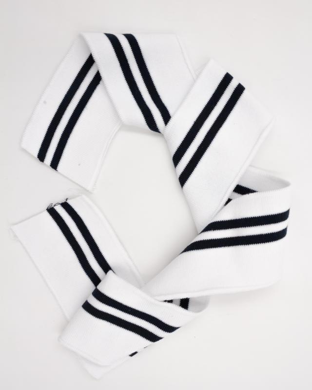 Navy blue double stripe cuff fabric 80 cm / 6 cm White - Tissushop