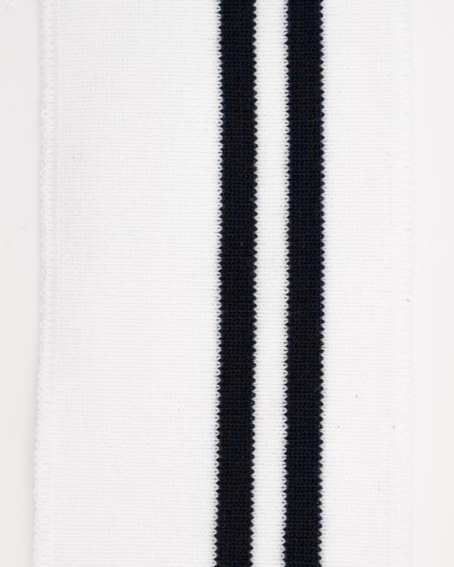 Navy blue double stripe cuff fabric 80 cm / 6 cm White - Tissushop