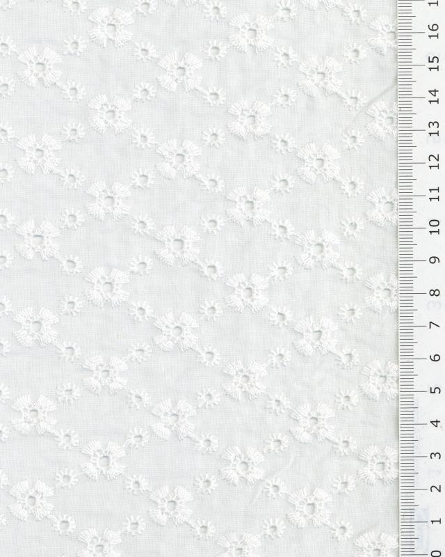 Fine Flower Embroidered Cotton Fabric White - Tissushop