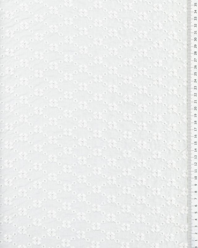 Fine Flower Embroidered Cotton Fabric White - Tissushop
