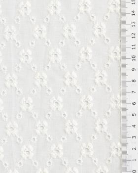 Fine Flower Embroidered Cotton Fabric Ivory - Tissushop