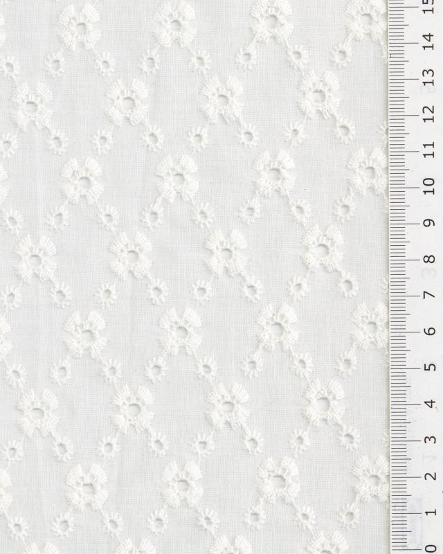 Fine Flower Embroidered Cotton Fabric Ivory - Tissushop