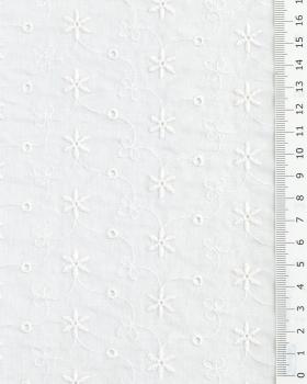 Gardenia Embroidered Cotton Fabric White - Tissushop