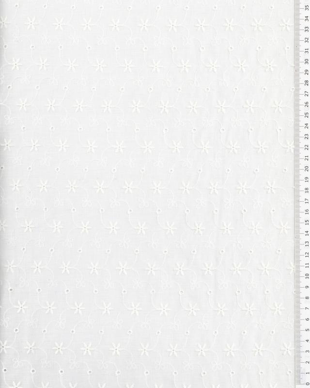 Gardenia Embroidered Cotton Fabric Ivory - Tissushop