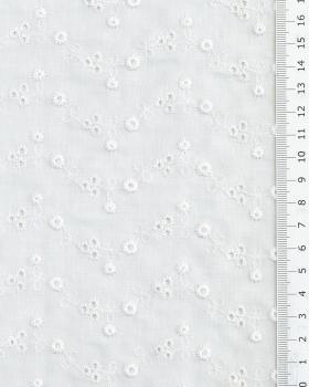 Herringbone Embroidered Cotton Fabric White - Tissushop