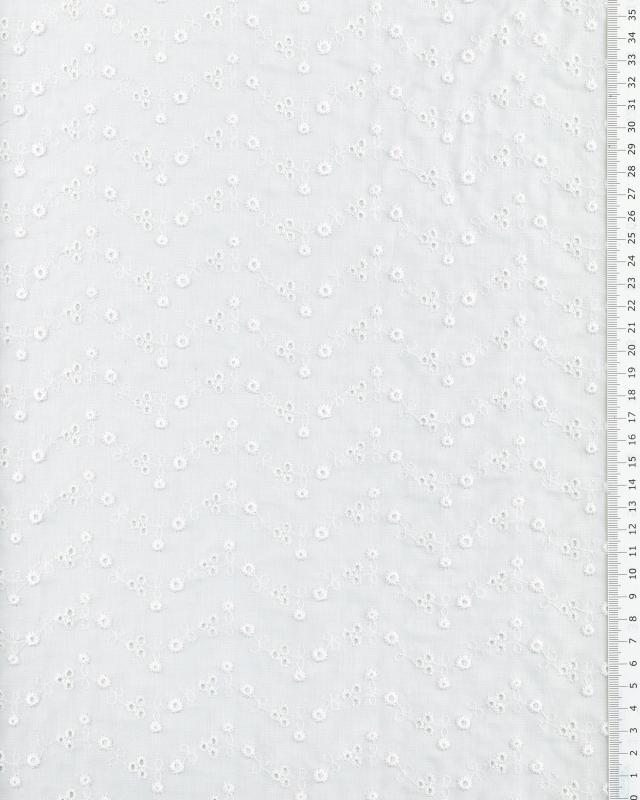 Herringbone Embroidered Cotton Fabric White - Tissushop