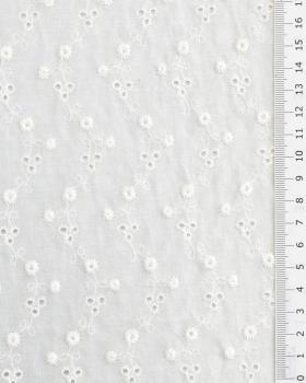 Herringbone Embroidered Cotton Fabric Ivory - Tissushop