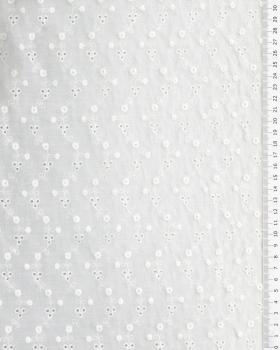 Herringbone Embroidered Cotton Fabric Ivory - Tissushop