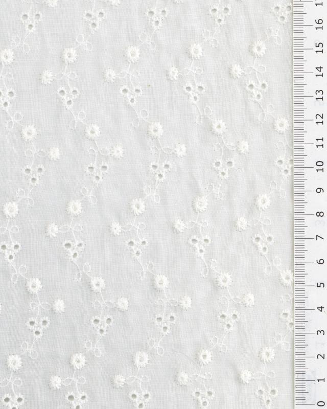 Herringbone Embroidered Cotton Fabric Ivory - Tissushop