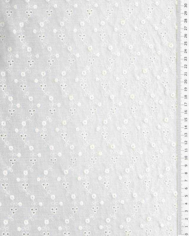 Herringbone Embroidered Cotton Fabric Ivory - Tissushop