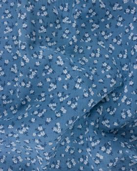 Small flowers printed double gauze Blue Jeans - Tissushop