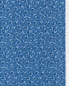 Double gaze imprimée petites fleurs Bleu Jeans - Tissushop