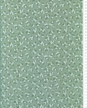 Small flowers printed double gauze Eucalyptus Green - Tissushop