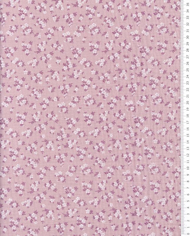 Small flowers printed double gauze Powder Pink - Tissushop