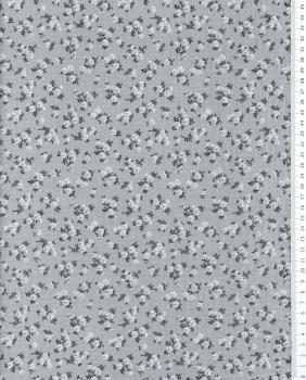 Small flowers printed double gauze Light Grey - Tissushop