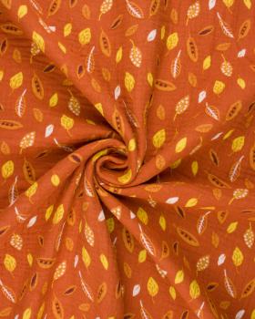 Small leaves printed Double gauze Rust - Tissushop