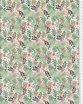 Flower and foliage Cotton Jersey Eucalyptus Green - Tissushop