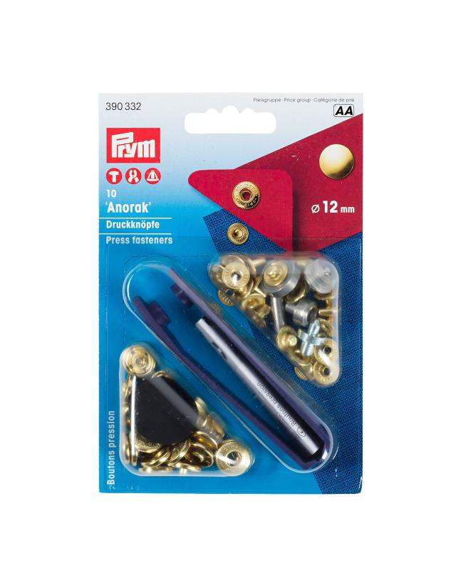 Prym 12mm Anorak Snap Kit Gold - Tissushop