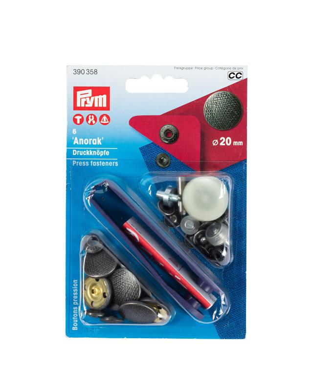 Kit boutons pression spécial anorak design strilles 20mm Prym Métal - Tissushop