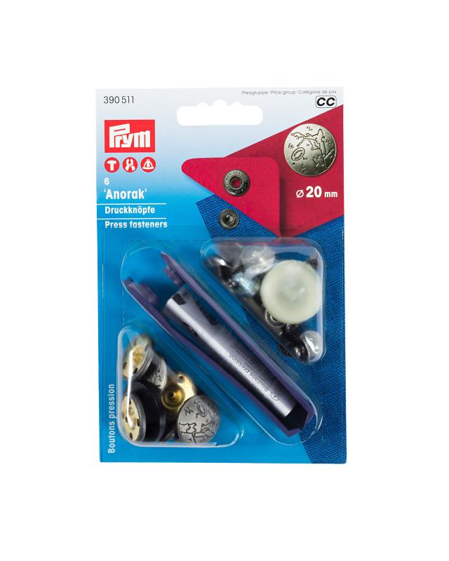 Kit boutons pression spécial anorak design Excursion 20mm Prym Métal - Tissushop