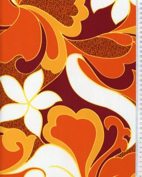 Tissu Polynésien HIRIATA Orange - Tissushop