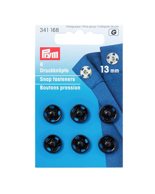 Boutons-pression 13mm Prym (x6) Noir - Tissushop