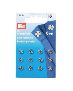 Snap fasteners 6mm Prym (x12) Silver - Tissushop