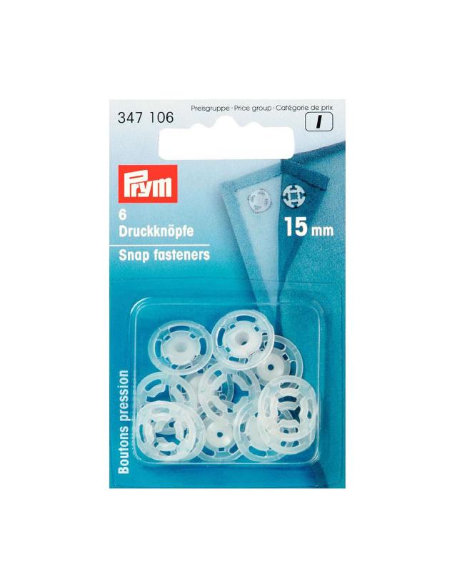 Invisible snap fasteners 15mm Prym (x6) Transparent - Tissushop