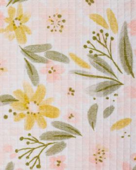 Waffle flower printed fabric White - Tissushop