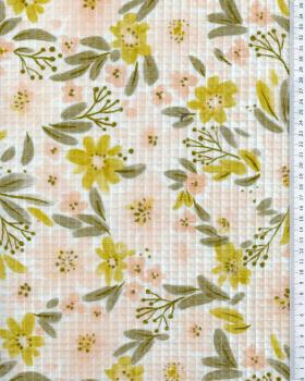 Waffle flower printed fabric White - Tissushop