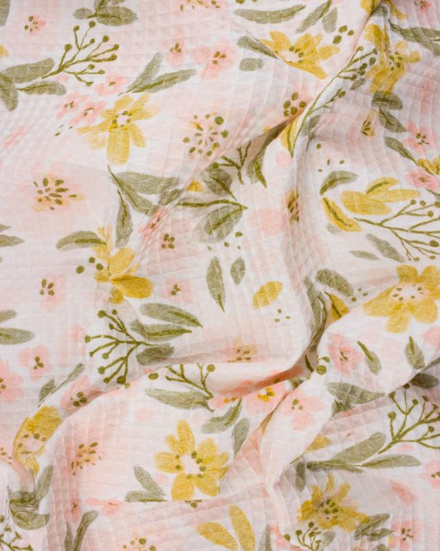 Waffle flower printed fabric White - Tissushop