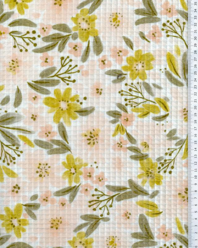 Waffle flower printed fabric White - Tissushop