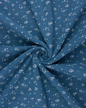 Small Footprints Printed Double Gauze Blue - Tissushop