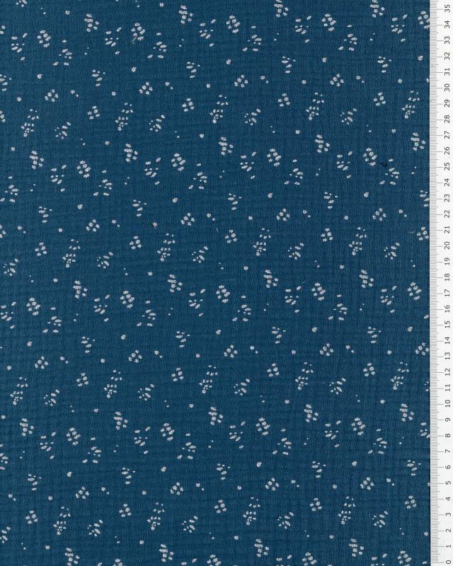 Small Footprints Printed Double Gauze Blue - Tissushop